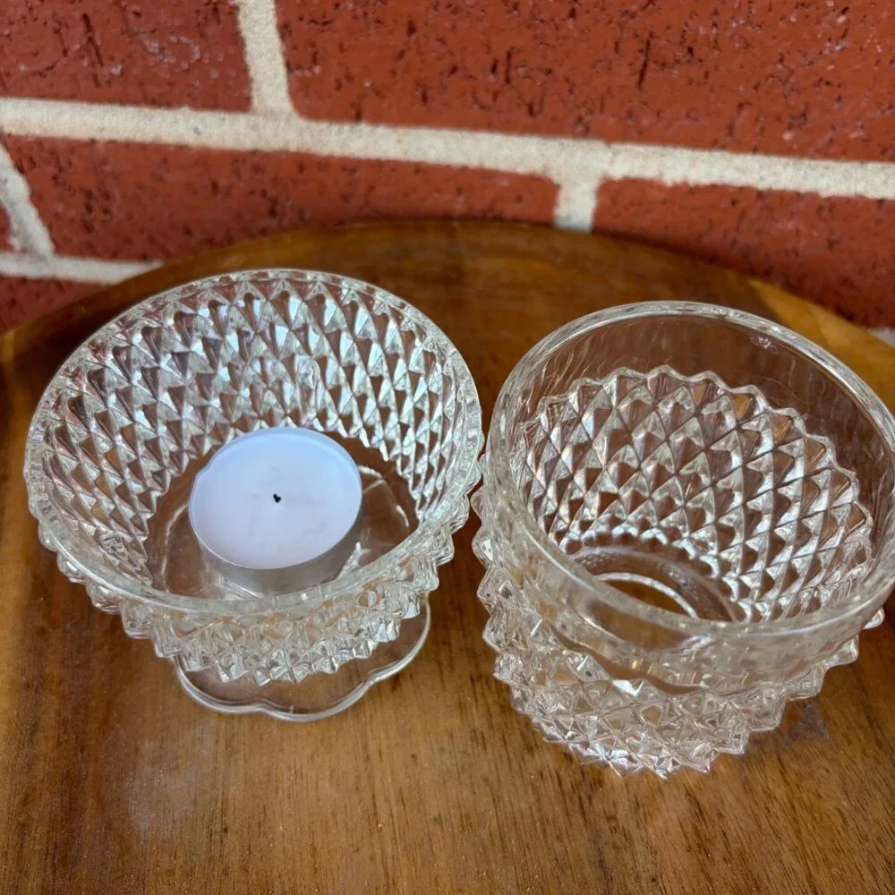 VTG Indiana‎ Glass Company Diamond Point Fairy Light Lamp